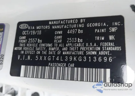 2019 Kia Optima S from USA, damaged, VIN 5XXGT4L39KG313696